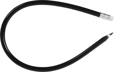 Flexible black pencil isolated on white background.