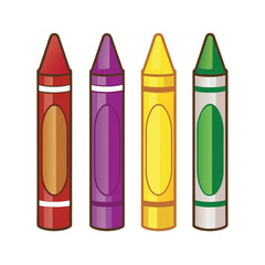 Colorful art supplies including markers pencils and crayons isolated on white background