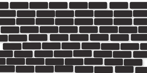 Black brick wall texture and solid bricks seamless pattern background.	