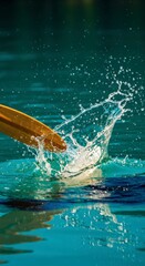 Vibrant paddle splash in blue water during festive celebration for event design