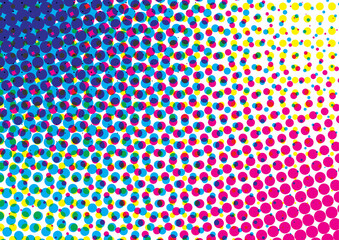 A vibrant retro-style background featuring a halftone dot pattern creating a dynamic gradient effect