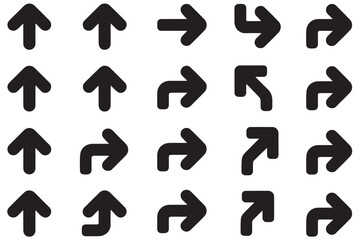 navigation arrow symbol pack with straight curved uturn and turn icons for maps and ui design
