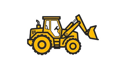 Yellow construction loader vector illustration for building and excavation projects design needs
