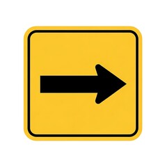 Yellow right arrow sign direction traffic road safety navigation symbol illustration guidepost
