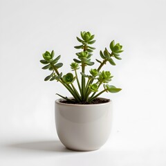 Fototapeta premium Individual potted succulent plant on a white background, in a minimalist style, with simple lines, no shadow, pure lighting, high resolution