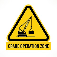 Crane operation zone safety sign vector illustration for construction site and industrial area use