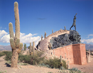 Iconic Monument to the Heroes of Independence, a memorial commemorating the battles for independence. Humahuaca Town in the Quebrada de Humahuaca canyon. The Quebrada is listed as a Argentina,