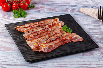 Fried pork bacon for breakfast