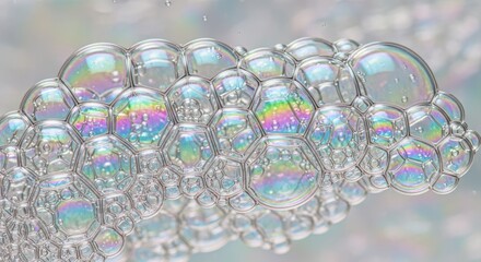 Vibrant Iridescent Soap Bubbles: Macro Close-up Revealing Rainbow Hues and Intricate Structure
