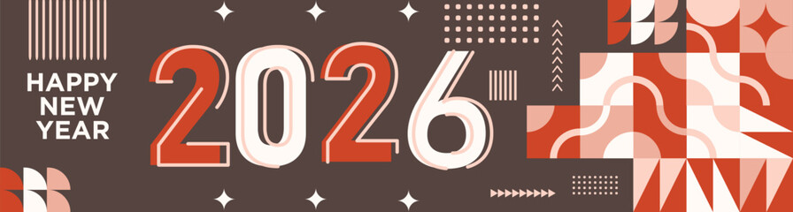 Geometric Happy New Year 2026 Vector