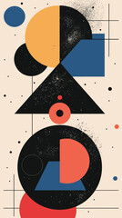 Obraz premium Geometric Arrangement Circle, Triangle, Square in a stylized, modern art design