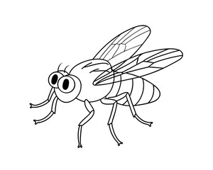 A cute cartoon vector illustration of funny flying insect animals like a mosquito and a bee