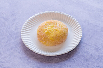 Modern bakery with many ingredients such as wheat flour, sugar, eggs, grains, fruit, butter, milk.