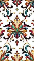 Vibrant Floral Damask Seamless Pattern Luxury Symmetrical_14