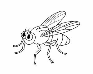 Fototapeta premium A vector illustration of funny cartoon insects like a mosquito and a bee with wings flying in nature