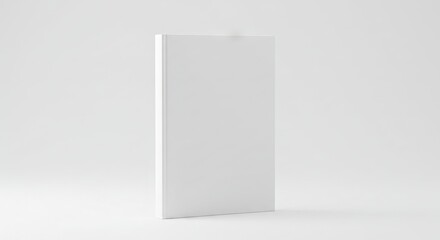 A standing rectangular blank white book isolated against a bright white background