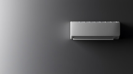 Minimalist Air Conditioning Unit: A sleek, white air conditioning unit mounted on a grey wall, blending functionality with modern aesthetics in a simple, yet elegant design.