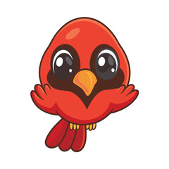 Cute Red Cartoon Bird Mascot Illustration eps