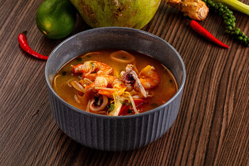 Thai spicy Tom Yam soup with prawn