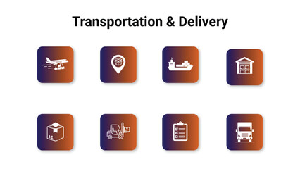 Transportation and delivery vector icons set