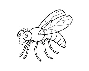  animal vector illustration featuring a funny black silhouette of a flying insect, like a mosquito or bee, and a cute crab