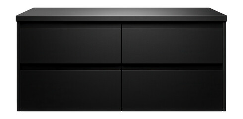 A sleek matte black bathroom dresser, adding a modern touch to urban loft spaces.