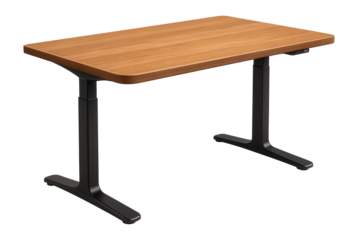 A height-adjustable desk for a flexible home office, enabling sitting or standing use.