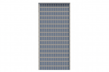 Modern building facade featuring multiple glass windows, reflecting urban architecture and contemporary design