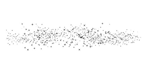 Black Star Glitter Dust, Abstract Particle Scatter for Overlay on Transparent Background
