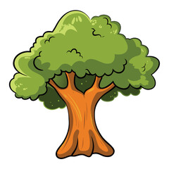 Green leafy tree vector illustration in a natural and eco friendly style