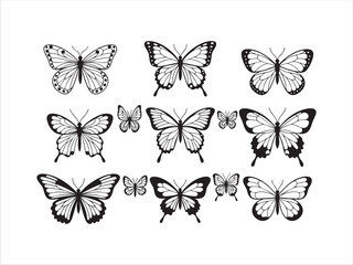Butterfly Icons Set – Minimal Vector Art of Insect Collection