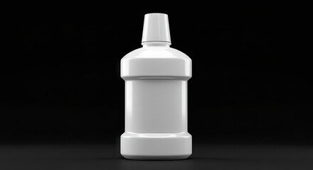 A white unlabeled plastic bottle is displayed against a dark background