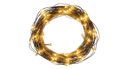 String of fairy lights isolated on transparent background, a warm and festive glow