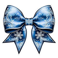 Elegant Blue Snowflake Bow – Winter Holiday PNG Clipart