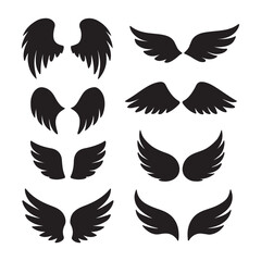 Fototapeta premium Elegant Wing Collection Set of Dark Silhouette Wings for Angelic Designs