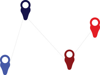 Colorful pin icon to mark location. Map pointer to fine location. Flat design vector illustration.