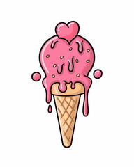 A delicious vector illustration of a cold, sweet, chocolate and vanilla ice cream cone perfect for a summer dessert snack