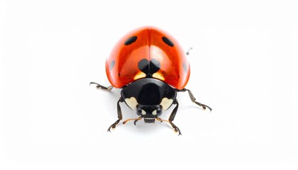 Isolated Ladybug on Bright Background an Insect with Red Shell and Black Spots Pattern