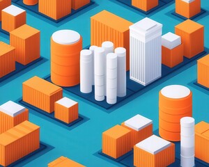 Obraz premium Infographic of synchronized supply flows after moving production facilities