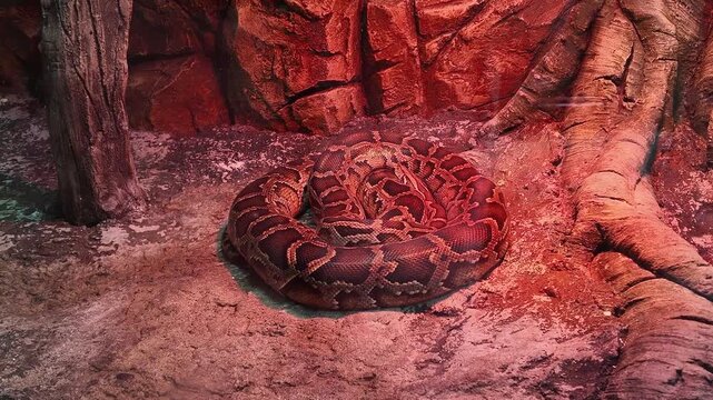 Coiled Python in Terrarium
