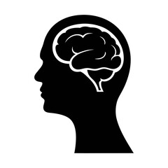 Human brain head silhouette vector illustration for medical and educational purposes use