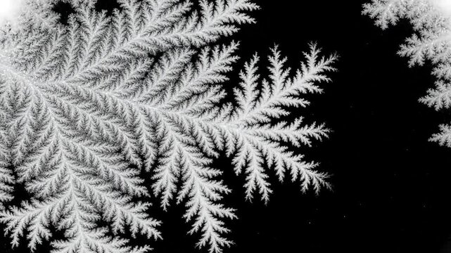 Winter Transition Effect with beautiful window freezing animation from borders to center timelapse frost forming natural crystal icing isolated on black background and white luminance matte alpha