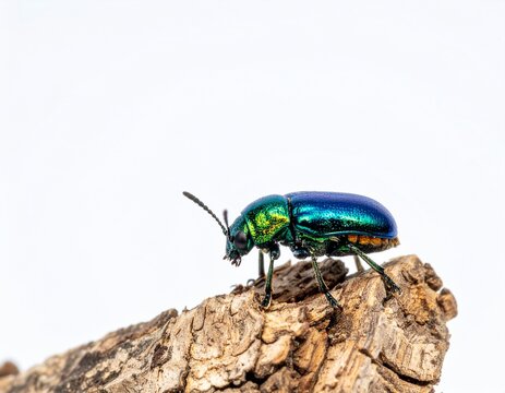 Jewel beetle, Metallic wood-boring beetle on white background, Colorful bugs 