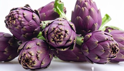 Fototapeta premium Purple artichokes. Isolated on white background