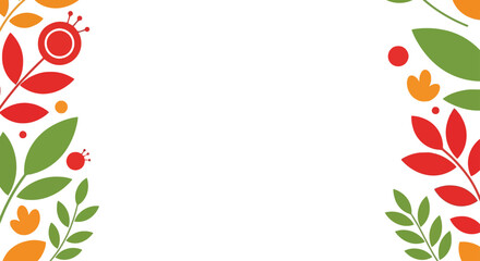 Decorative floral border elements with leaves and berries elegant botanical design for backgrounds vector