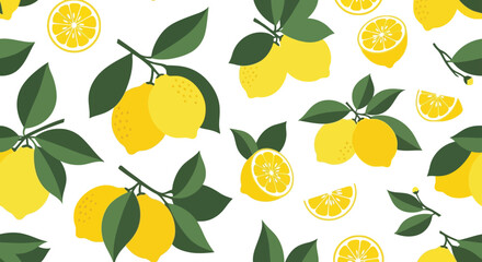 Vibrant citrus pattern fresh lemons on summer fruit design for refreshing concepts vector