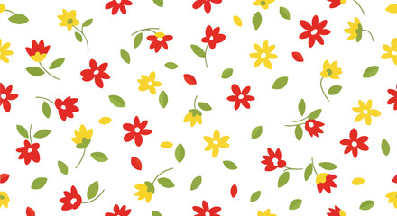 Delicate floral pattern seamless textile design summer garden bloom repeating fabric art vector