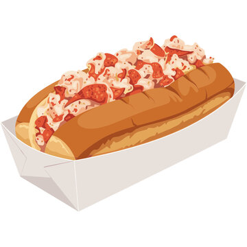 Fresh Lobster Sandwich Vector Illustration in Paper Tray
