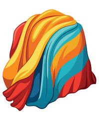 Colorful draped fabric design, vibrant hues of red, orange, yellow, and blue, artful textile illustration for creative projects, textile, design, fabric