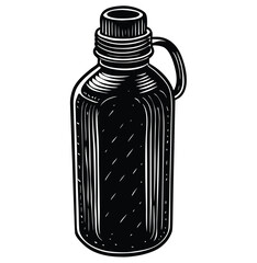 Vintage style black and white illustration of a growler or jug with a handle, perfect for conveying a sense of nostalgia, craft beverages, or rustic charm in your designs